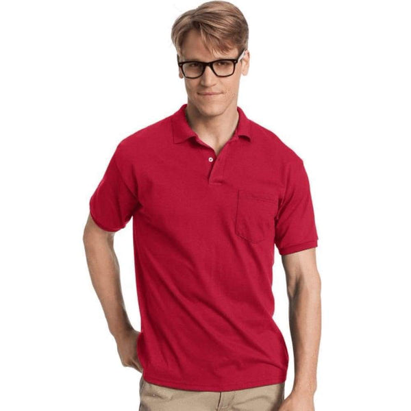 Hanes Mens Cotton-Blend Ecosmart® Jersey Polo With Pocket - Shirts