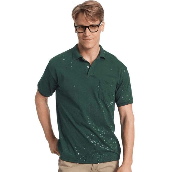 Hanes Mens Cotton-Blend Ecosmart® Jersey Polo With Pocket - Shirts