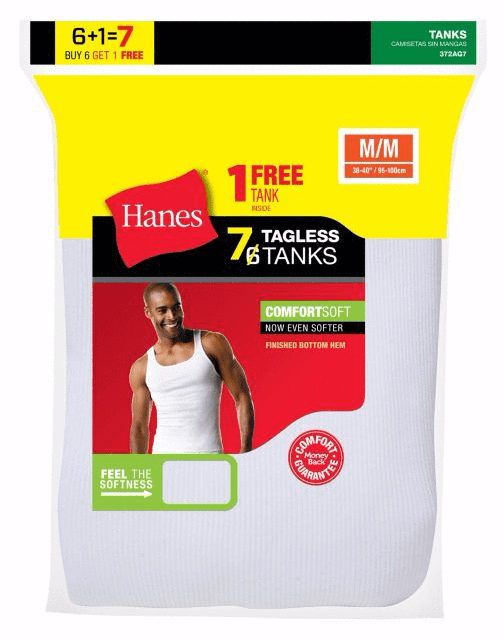 Hanes Men's TAGLESS® ComfortSoft® A-Shirt 7-Pack (Includes 1 Free Bonus A-Shirt)